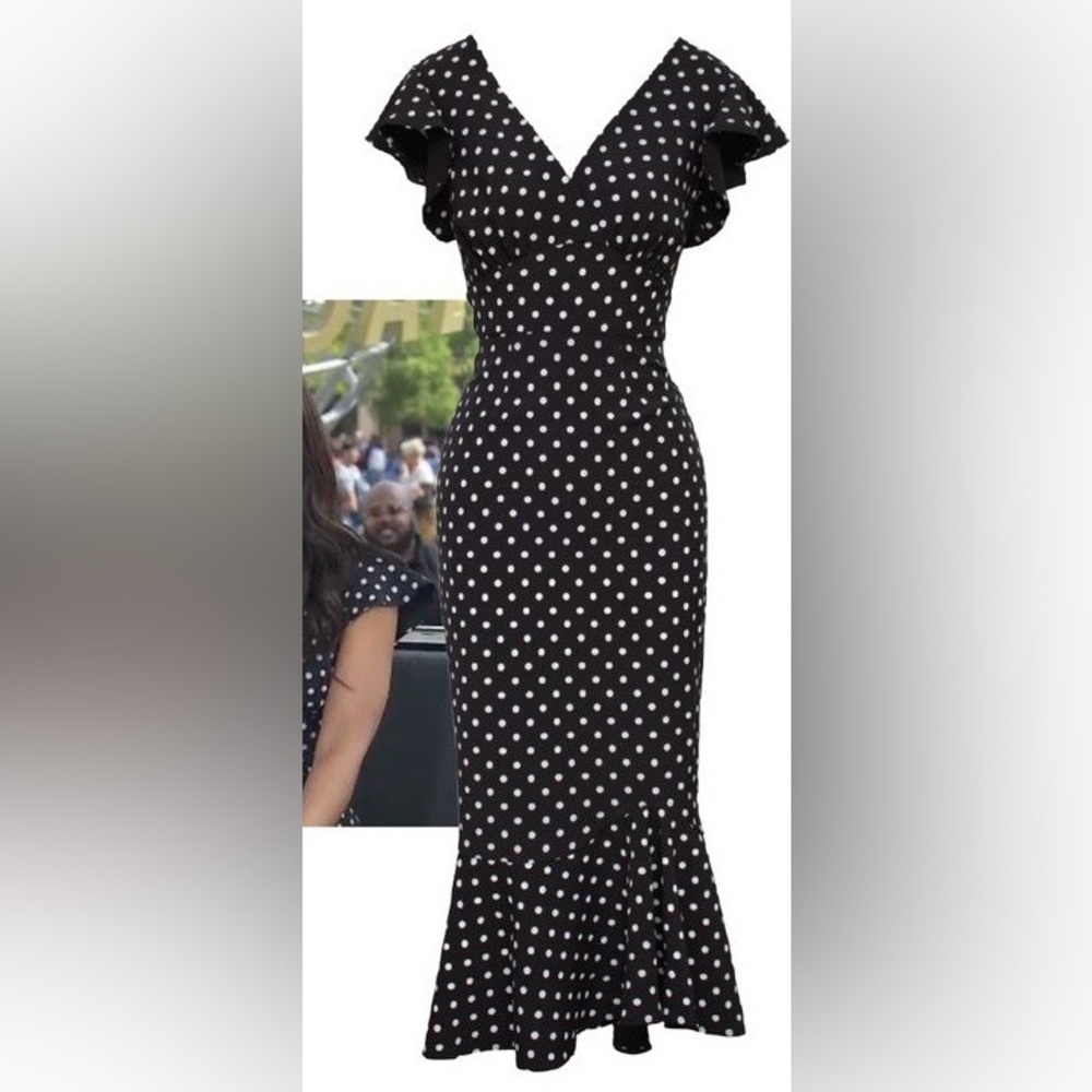 Stop Staring Black and White Polka Dot Mermaid Dress